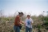 SundownIsland > Abe adusts his equipment as he interviews Barbara for the Texas Parks & Wildlife documentary on Sundown Island. (Photo credit: Lynn Travis)