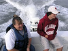 SundownIsland > Devon volunteers Lynn Travis and Liam Parker enjoy the ride out to Sundown Island.  (photo by Steve Tripp)