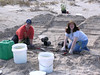 SundownIsland > Brenda and Hanna Eskelson at work on the second of the two new test plots.  (photo by Steve Tripp)