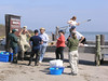 SundownIsland > The volunteers begin to gather for the lunch break.  (photo by Steve Tripp)