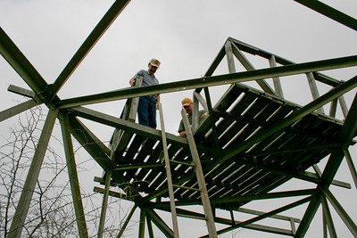 Ground view of the ladder reinstalled to make the platform accessible.Photo credit: Marcy Spears